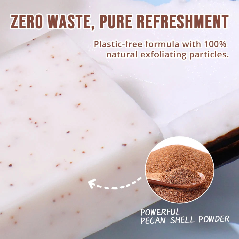 Coconut Exfoliating Scrub Soap Bar Deep Cleaning Bath Revitalizing