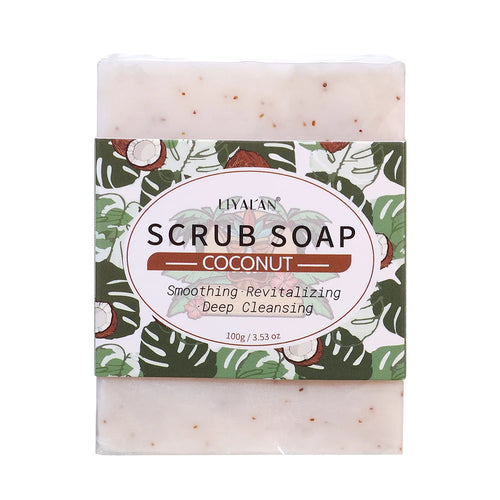 Coconut Exfoliating Scrub Soap Bar Deep Cleaning Bath Revitalizing