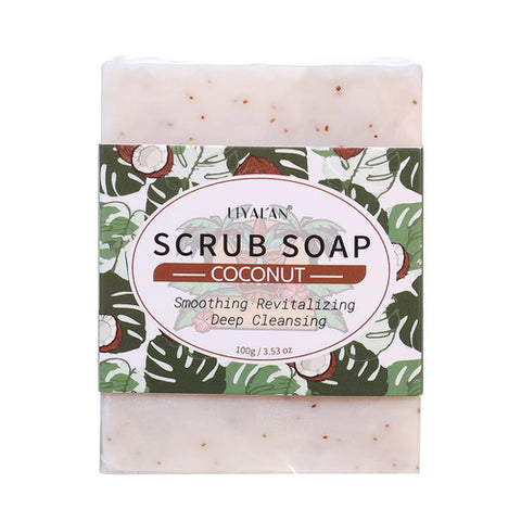 Coconut Exfoliating Scrub Soap Bar Deep Cleaning Bath Revitalizing