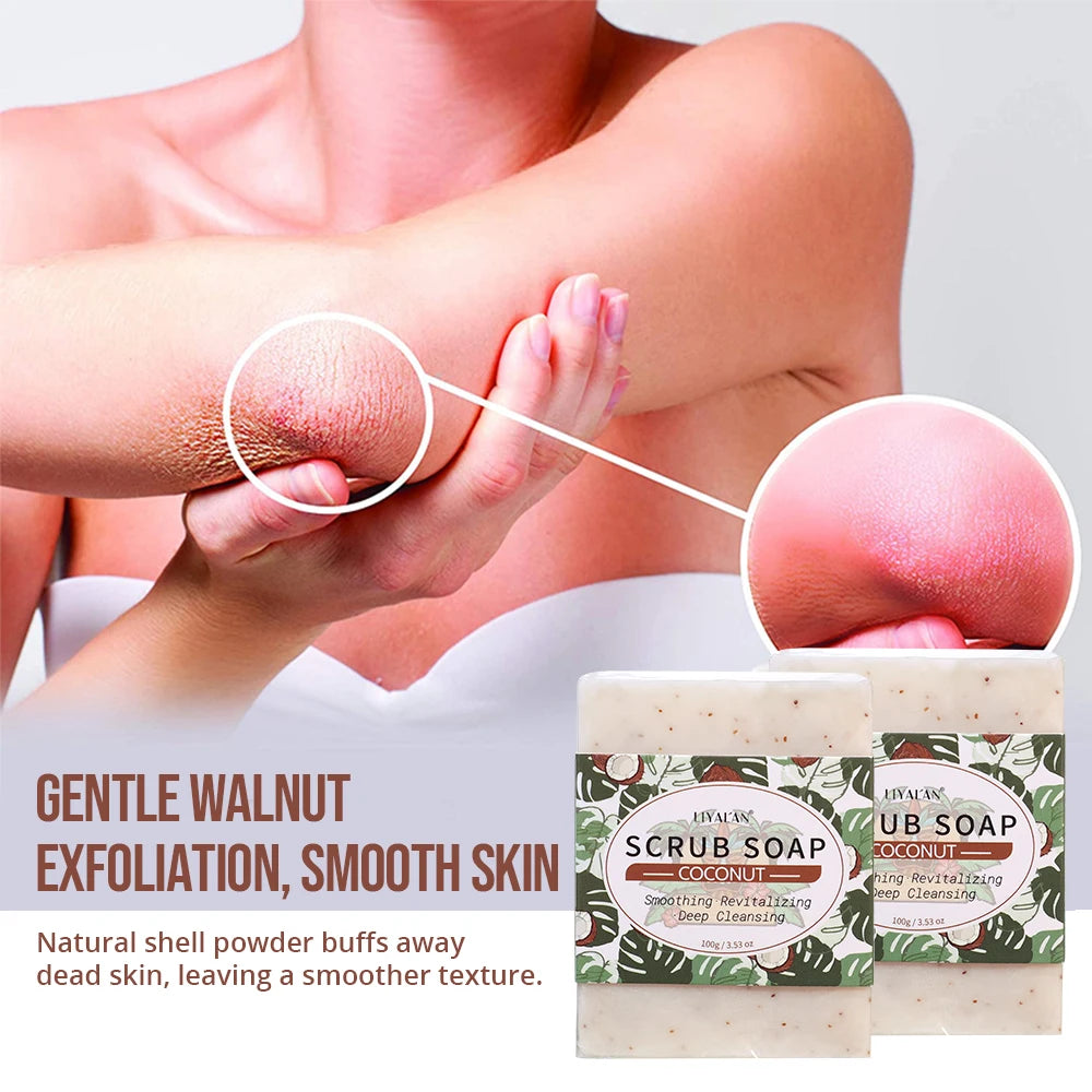 Coconut Exfoliating Scrub Soap Bar Deep Cleaning Bath Revitalizing